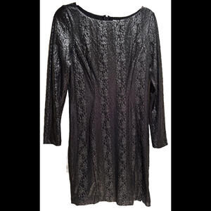 👗⚫️🩶Cache Black Metallic Knit Dress Design Size M Vertical Detail